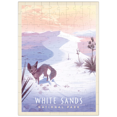 puzzleplate White Sands National Park: Kit Fox, Vintage Poster 100 Puzzle
