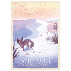 Darstellung des Puzzle Motivs White Sands National Park: Kit Fox, Vintage Poster - Puzzleteile: 100