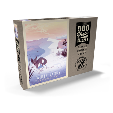 White Sands National Park: Kit Fox, Vintage Poster 500 Puzzle Schachtel Ansicht2