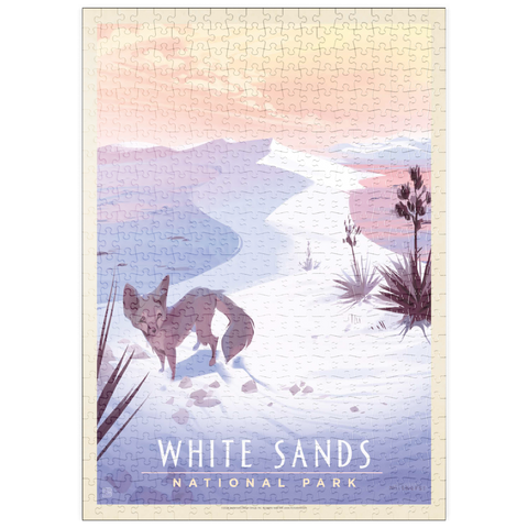 puzzleplate White Sands National Park: Kit Fox, Vintage Poster 500 Puzzle
