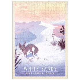 Darstellung des Puzzle Motivs White Sands National Park: Kit Fox, Vintage Poster - Puzzleteile: 500