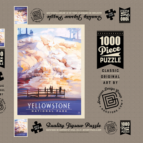 Yellowstone National Park: Mammoth Hot Springs Terraces, Vintage Poster 1000 Puzzle Schachtel 3D Modell
