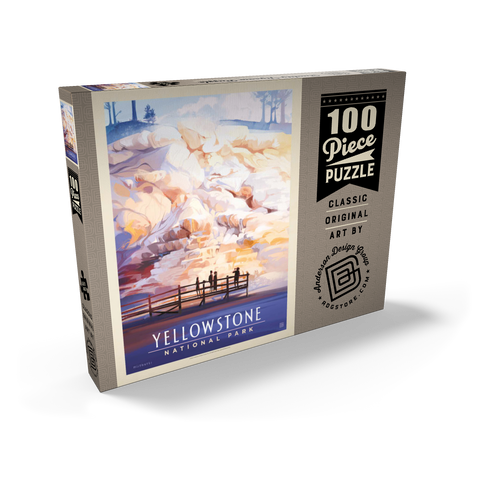 Yellowstone National Park: Mammoth Hot Springs Terraces, Vintage Poster 100 Puzzle Schachtel Ansicht2