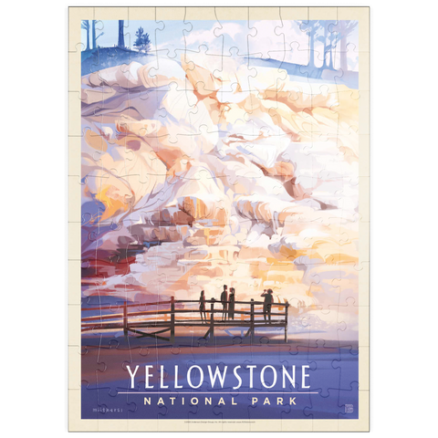 puzzleplate Yellowstone National Park: Mammoth Hot Springs Terraces, Vintage Poster 100 Puzzle