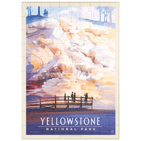 Darstellung des Puzzle Motivs Yellowstone National Park: Mammoth Hot Springs Terraces, Vintage Poster - Puzzleteile: 100