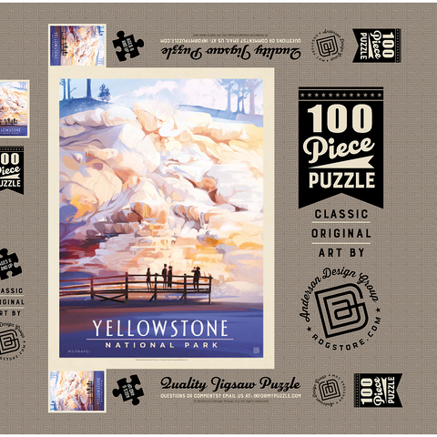 Yellowstone National Park: Mammoth Hot Springs Terraces, Vintage Poster 100 Puzzle Schachtel 3D Modell