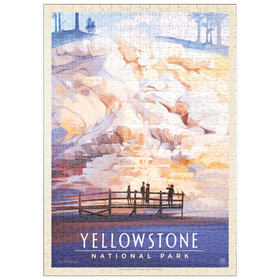 Darstellung des Puzzle Motivs Yellowstone National Park: Mammoth Hot Springs Terraces, Vintage Poster - Puzzleteile: 500