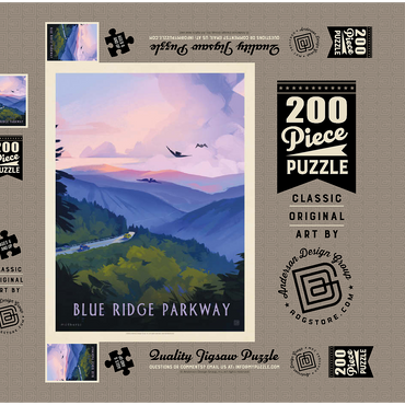Blue Ridge Parkway: Bird's Eye View, Vintage Poster 200 Puzzle Schachtel 3D Modell