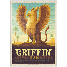 Darstellung des Puzzle Motivs Mythical Creatures: Griffin (Iran), Vintage Poster - Puzzleteile: 1000
