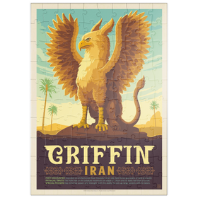 Darstellung des Puzzle Motivs Mythical Creatures: Griffin (Iran), Vintage Poster - Puzzleteile: 100