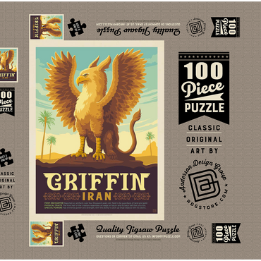 Mythical Creatures: Griffin (Iran), Vintage Poster 100 Puzzle Schachtel 3D Modell