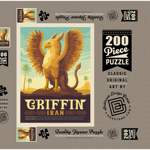 Mythical Creatures: Griffin (Iran), Vintage Poster 200 Puzzle Schachtel 3D Modell