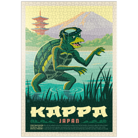 Darstellung des Puzzle Motivs Mythical Creatures: Kappa (Japan), Vintage Poster - Puzzleteile: 1000