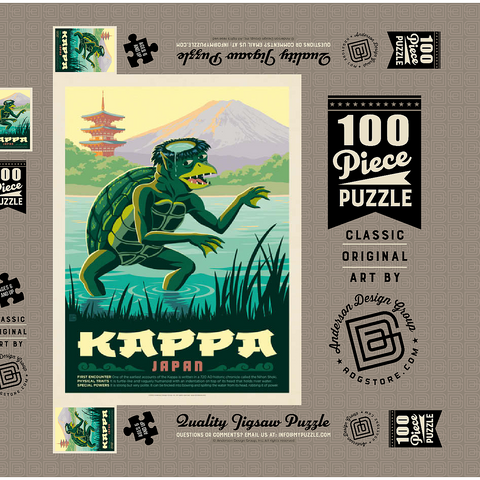 Mythical Creatures: Kappa (Japan), Vintage Poster 100 Puzzle Schachtel 3D Modell