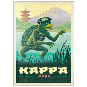 Darstellung des Puzzle Motivs Mythical Creatures: Kappa (Japan), Vintage Poster - Puzzleteile: 500