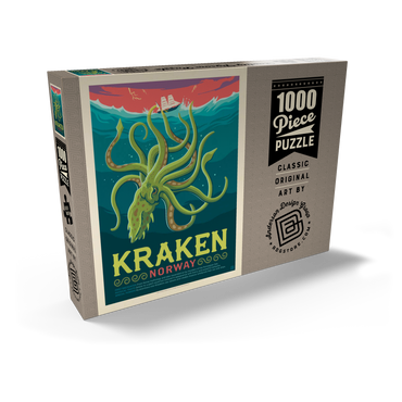 Mythical Creatures: Kraken (Norway), Vintage Poster 1000 Puzzle Schachtel Ansicht2