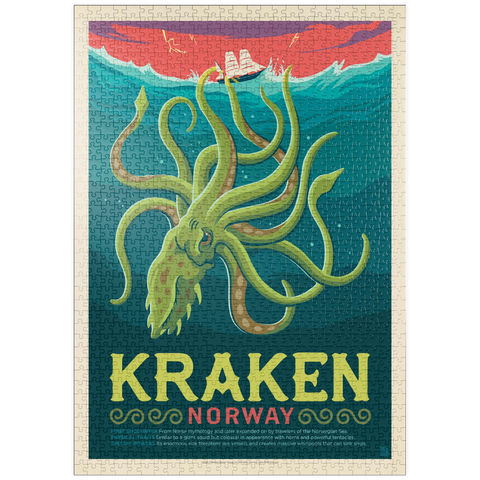 puzzleplate Mythical Creatures: Kraken (Norway), Vintage Poster 1000 Puzzle