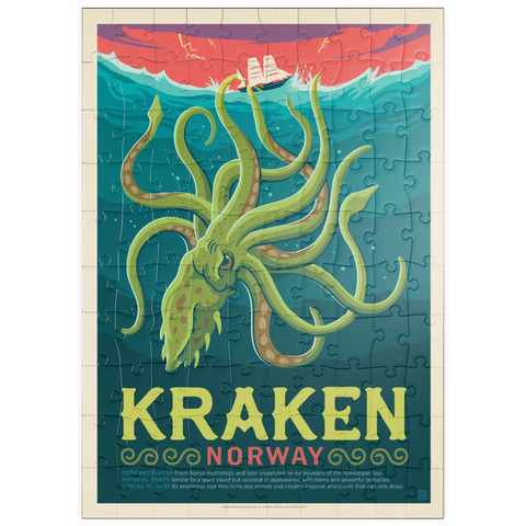 puzzleplate Mythical Creatures: Kraken (Norway), Vintage Poster 100 Puzzle