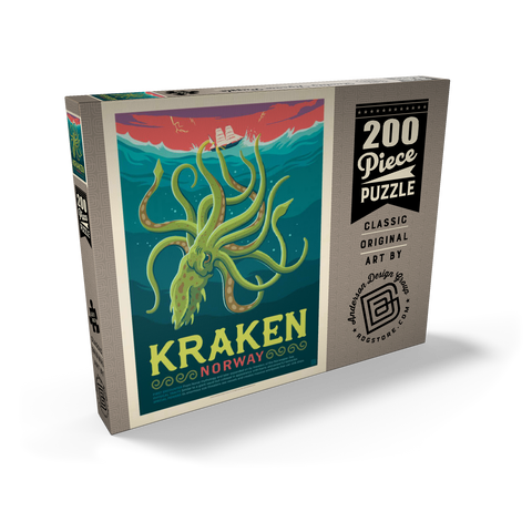 Mythical Creatures: Kraken (Norway), Vintage Poster 200 Puzzle Schachtel Ansicht2