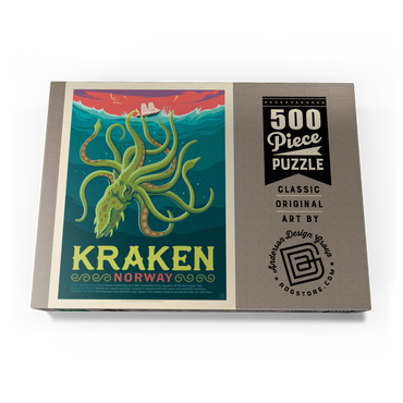 Mythical Creatures: Kraken (Norway), Vintage Poster 500 Puzzle Schachtel Ansicht3