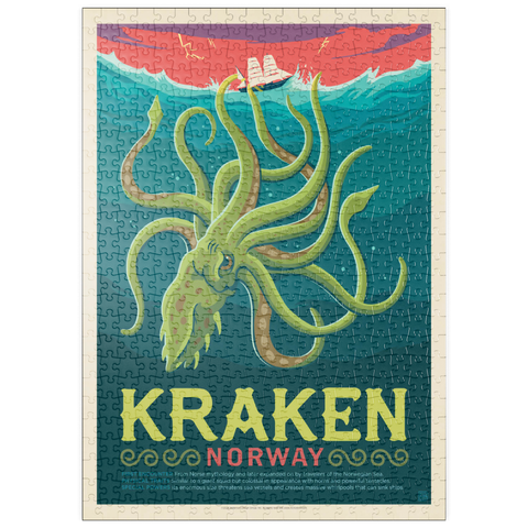 puzzleplate Mythical Creatures: Kraken (Norway), Vintage Poster 500 Puzzle