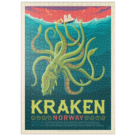 Darstellung des Puzzle Motivs Mythical Creatures: Kraken (Norway), Vintage Poster - Puzzleteile: 500