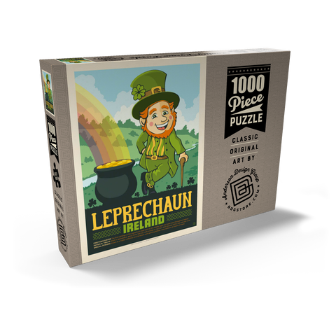 Mythical Creatures: Leprechaun (Ireland), Vintage Poster 1000 Puzzle Schachtel Ansicht2