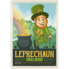Darstellung des Puzzle Motivs Mythical Creatures: Leprechaun (Ireland), Vintage Poster - Puzzleteile: 1000