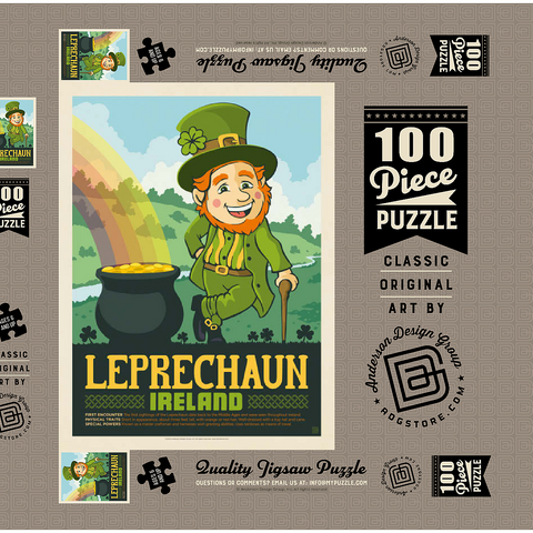 Mythical Creatures: Leprechaun (Ireland), Vintage Poster 100 Puzzle Schachtel 3D Modell