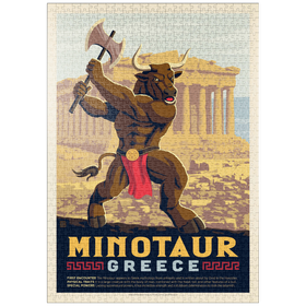 Darstellung des Puzzle Motivs Mythical Creatures: Minotaur (Greece), Vintage Poster - Puzzleteile: 1000
