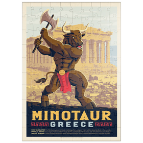 Darstellung des Puzzle Motivs Mythical Creatures: Minotaur (Greece), Vintage Poster - Puzzleteile: 100