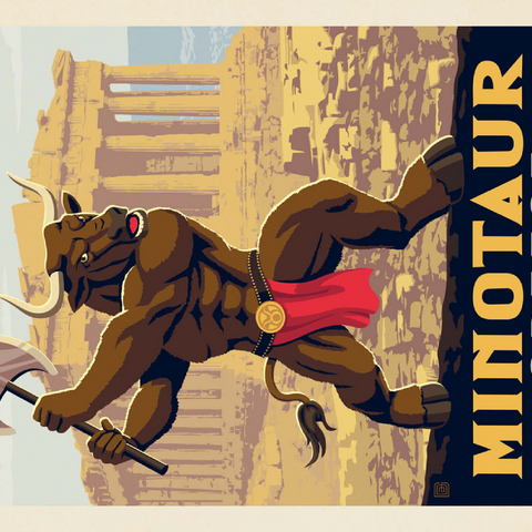 Mythical Creatures: Minotaur (Greece), Vintage Poster 100 Puzzle 3D Modell