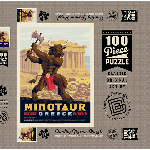 Mythical Creatures: Minotaur (Greece), Vintage Poster 100 Puzzle Schachtel 3D Modell