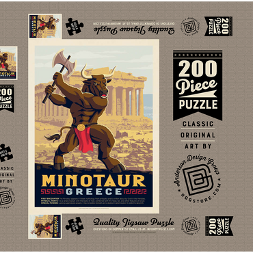 Mythical Creatures: Minotaur (Greece), Vintage Poster 200 Puzzle Schachtel 3D Modell