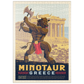 Darstellung des Puzzle Motivs Mythical Creatures: Minotaur (Greece), Vintage Poster - Puzzleteile: 500