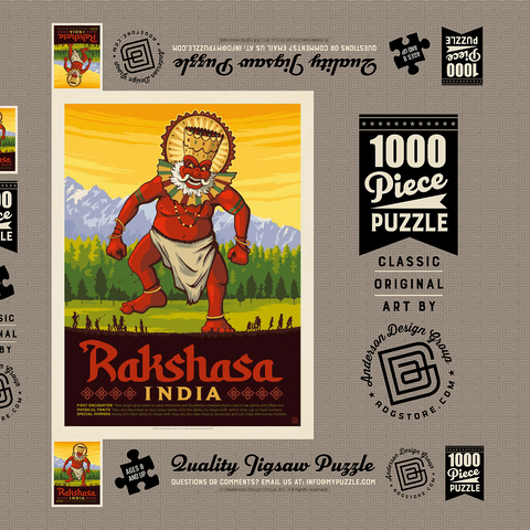 Mythical Creatures: Rakshasa (India), Vintage Poster 1000 Puzzle Schachtel 3D Modell