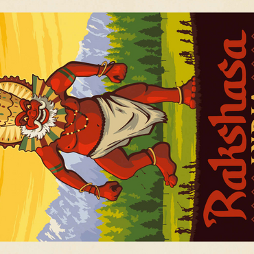 Mythical Creatures: Rakshasa (India), Vintage Poster 100 Puzzle 3D Modell