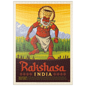 Darstellung des Puzzle Motivs Mythical Creatures: Rakshasa (India), Vintage Poster - Puzzleteile: 500