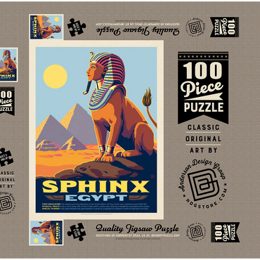 Mythical Creatures: Sphinx (Egypt), Vintage Poster 100 Puzzle Schachtel 3D Modell