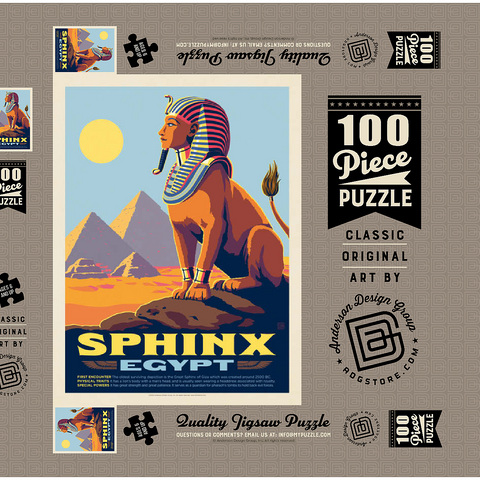 Mythical Creatures: Sphinx (Egypt), Vintage Poster 100 Puzzle Schachtel 3D Modell