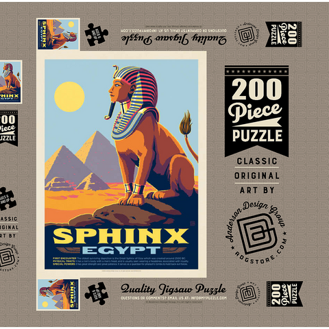 Mythical Creatures: Sphinx (Egypt), Vintage Poster 200 Puzzle Schachtel 3D Modell