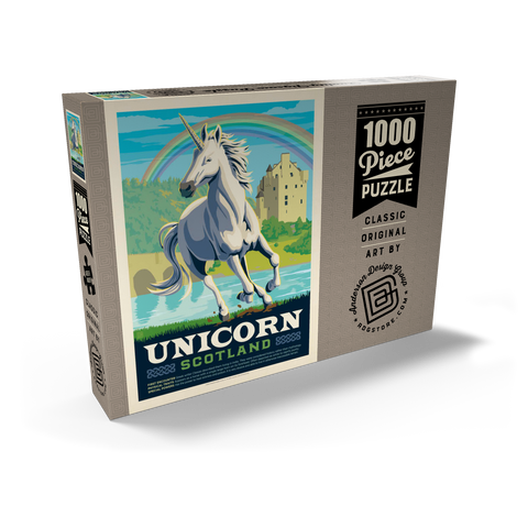 Mythical Creatures: Unicorn (Scotland), Vintage Poster 1000 Puzzle Schachtel Ansicht2