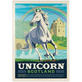 Darstellung des Puzzle Motivs Mythical Creatures: Unicorn (Scotland), Vintage Poster - Puzzleteile: 1000