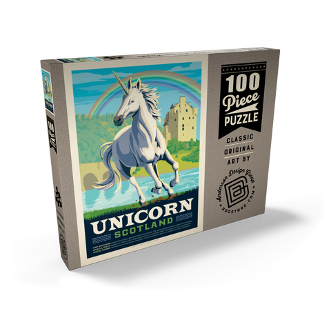 Mythical Creatures: Unicorn (Scotland), Vintage Poster 100 Puzzle Schachtel Ansicht2