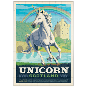 Darstellung des Puzzle Motivs Mythical Creatures: Unicorn (Scotland), Vintage Poster - Puzzleteile: 100