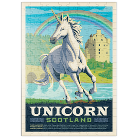 Darstellung des Puzzle Motivs Mythical Creatures: Unicorn (Scotland), Vintage Poster - Puzzleteile: 200