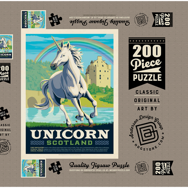 Mythical Creatures: Unicorn (Scotland), Vintage Poster 200 Puzzle Schachtel 3D Modell