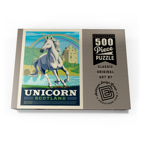 Mythical Creatures: Unicorn (Scotland), Vintage Poster 500 Puzzle Schachtel Ansicht3