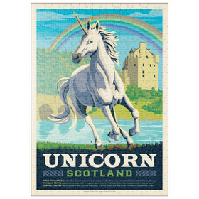 Darstellung des Puzzle Motivs Mythical Creatures: Unicorn (Scotland), Vintage Poster - Puzzleteile: 500