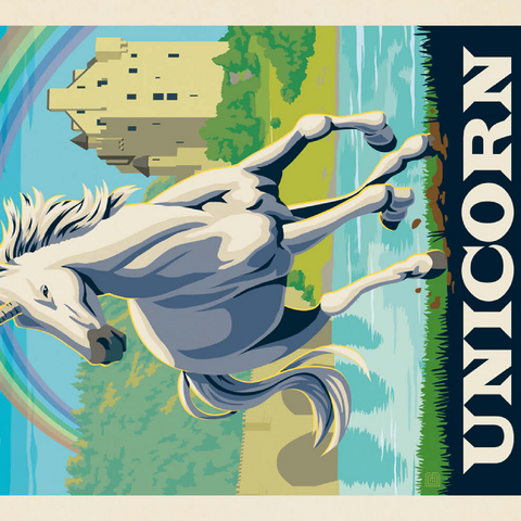 Mythical Creatures: Unicorn (Scotland), Vintage Poster 500 Puzzle 3D Modell